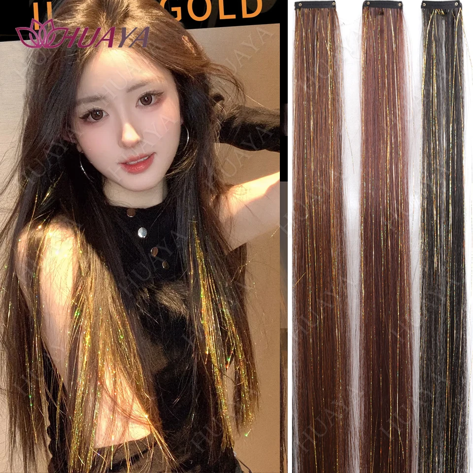 

24-дюймовые синтетические заколки для наращивания волос, мишура для волос, термостойкие аксессуары для волос для женщин и девочек