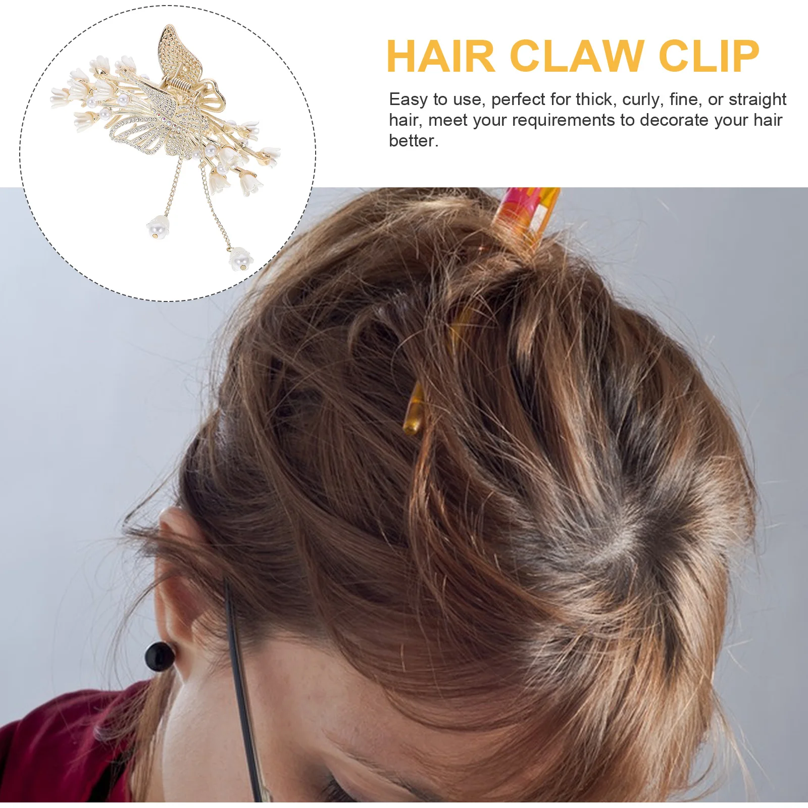 

Metal Hairpin Claw Clips Rhinestone Decorative Accessories Teens Women Bell Flower Pearl Large Mini Hairstyles