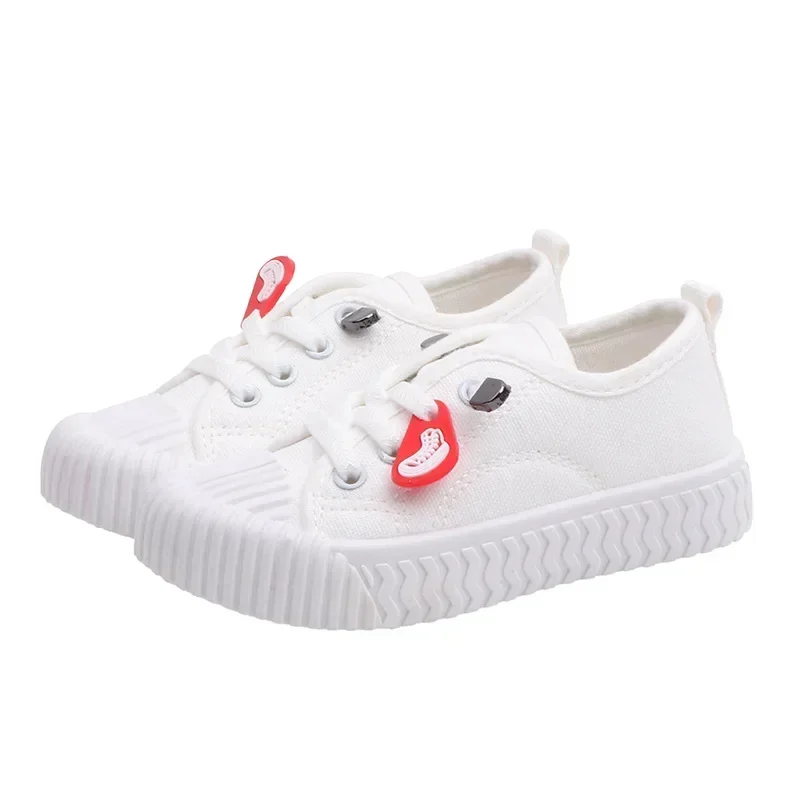 Children Canvas Sports Shoes Fashion Soft Soled Thick Flat Bottom Board Shoes Kids Solid Color Casual Sneakers Outdoor Non Slip