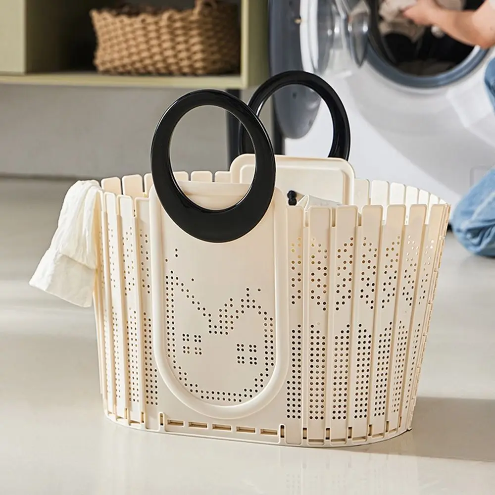 Plastic Foldable Clothes Storage Basket Handheld Wall Mounted Dirty Clothes Basket Large Capacity Space Saving