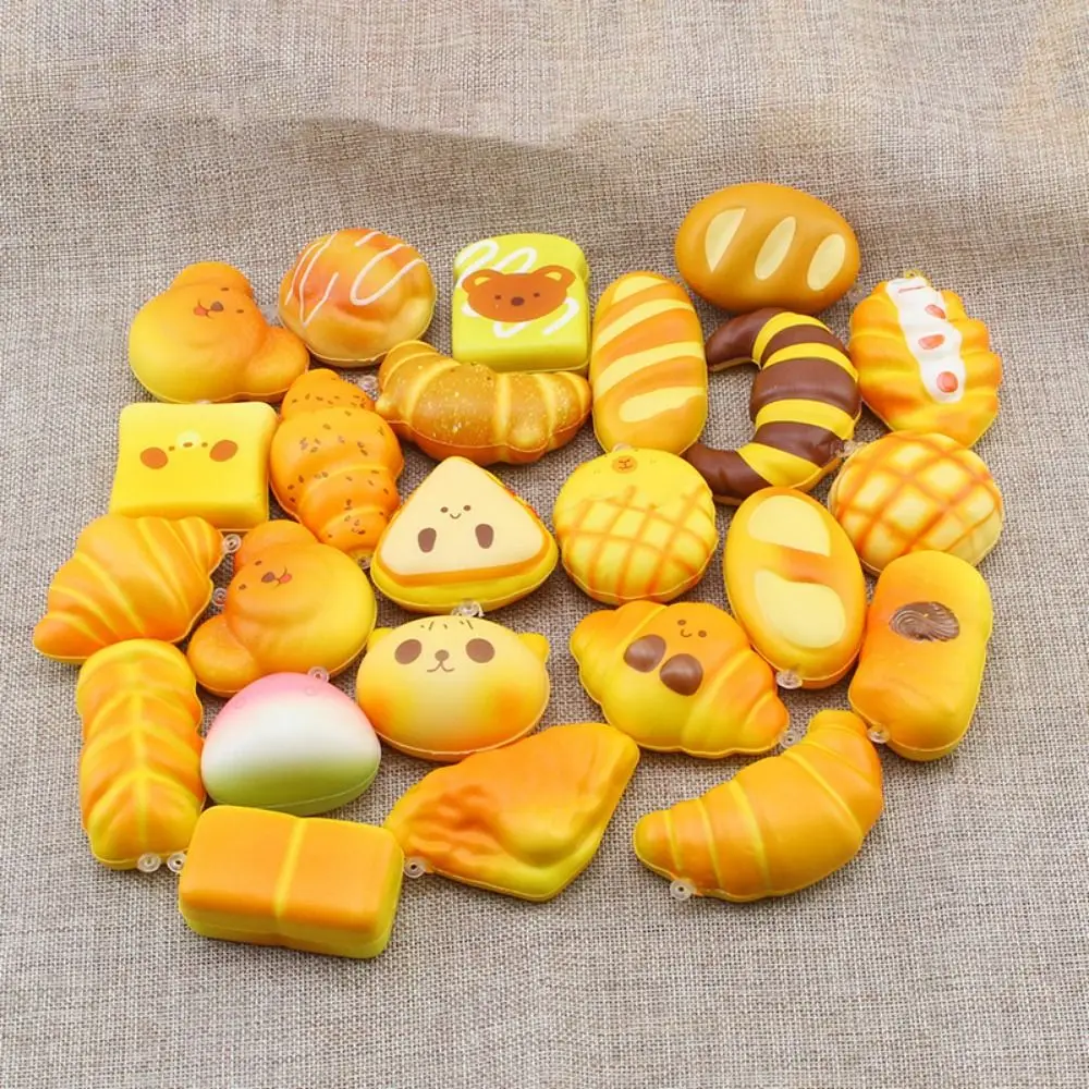 Creative Cartoon Bread Squeeze Bread Toy PU Multicolor Pinch Le Stress Relief Phone Charm Simulation Bread Toy Adult
