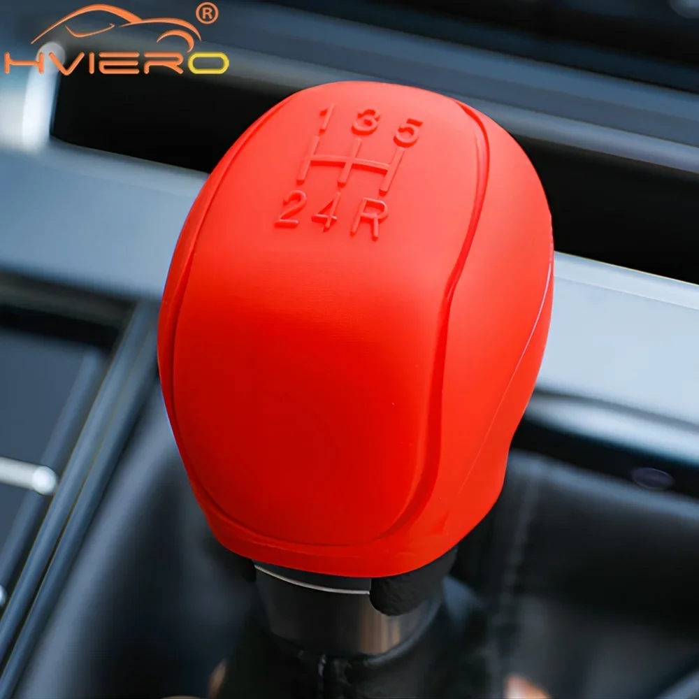 1X Auto Shift Knob Cover 5 Speed Silicone Anti Slip Wear Red Blue Black Manual Handle Protection Automatic Internal Access Trim