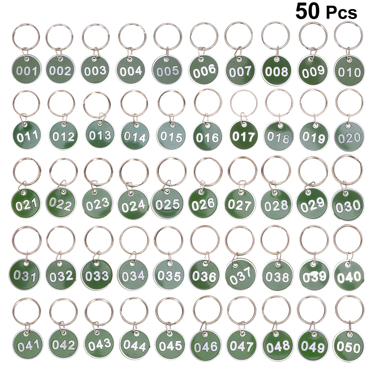 50 Uds. Placas de números de Metal etiquetas de almacenamiento de acero inoxidable etiquetas de llavero de identificación de equipaje verde