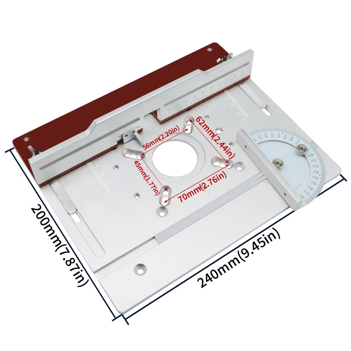 Aluminium Router Table Insert Plate with Sliding Tenoning Fence Electric Wood Milling Miter Gauge Guide Kit Carpenter Slotting