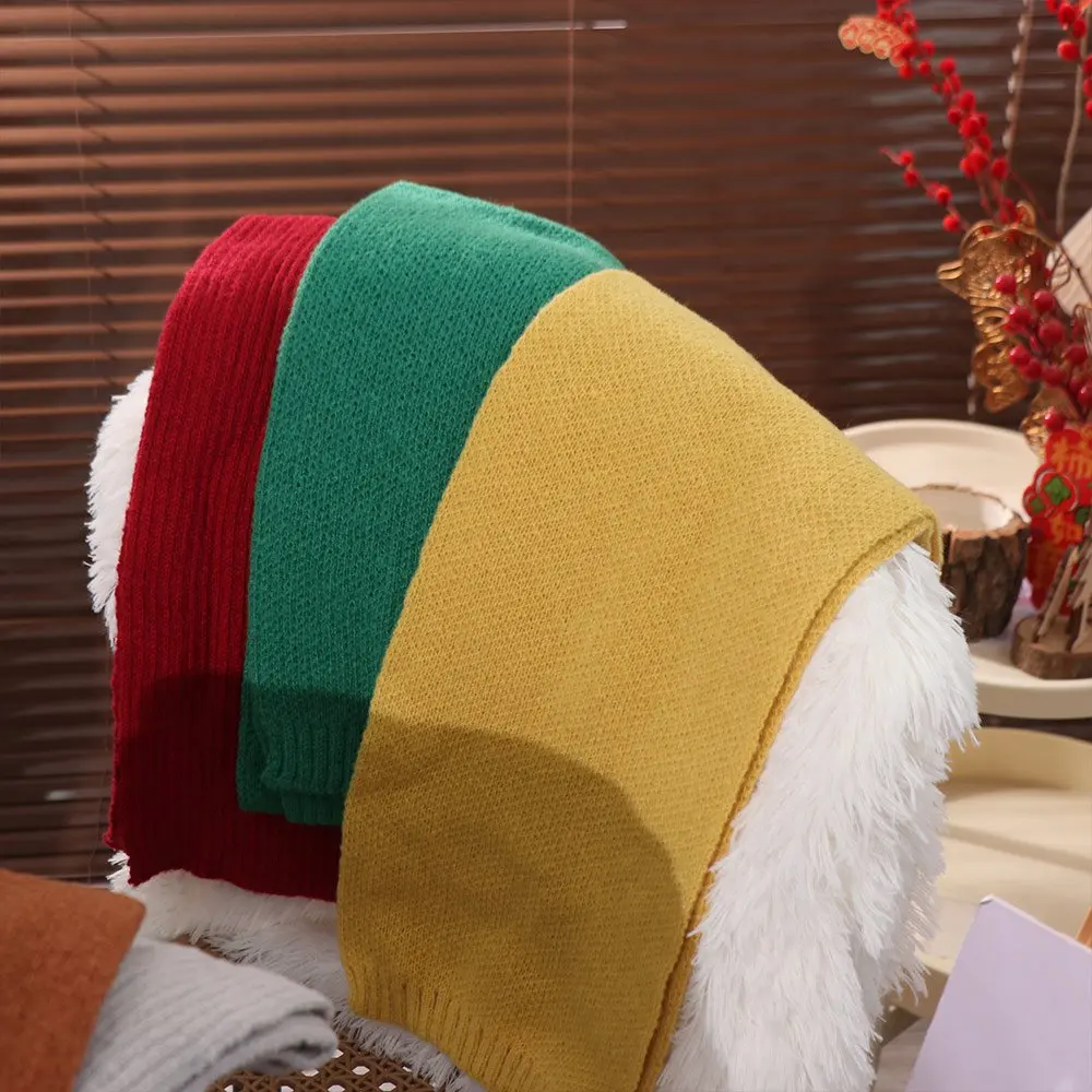 

Retro Imitation Cashmere Solid Color Scarf Long Keep Warm Knitted Scarves Korean Style Thickened Wool Shawl Girl