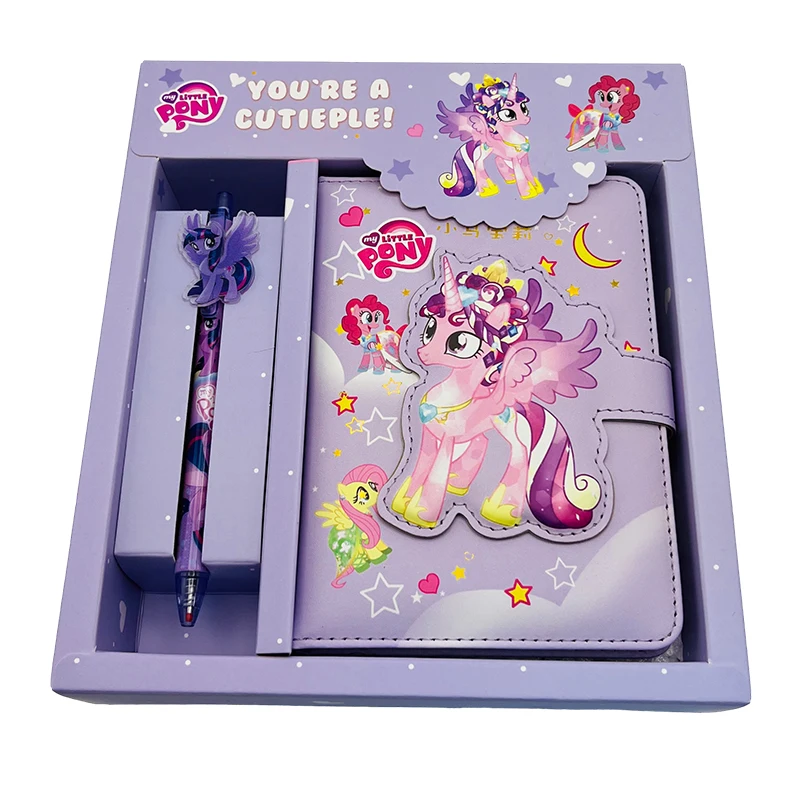 Set, My Little Pony Cute Cartoon Notebook Gel Pen Set, Back To School, School Supplies, Kawaii Notepad Portable Stationery