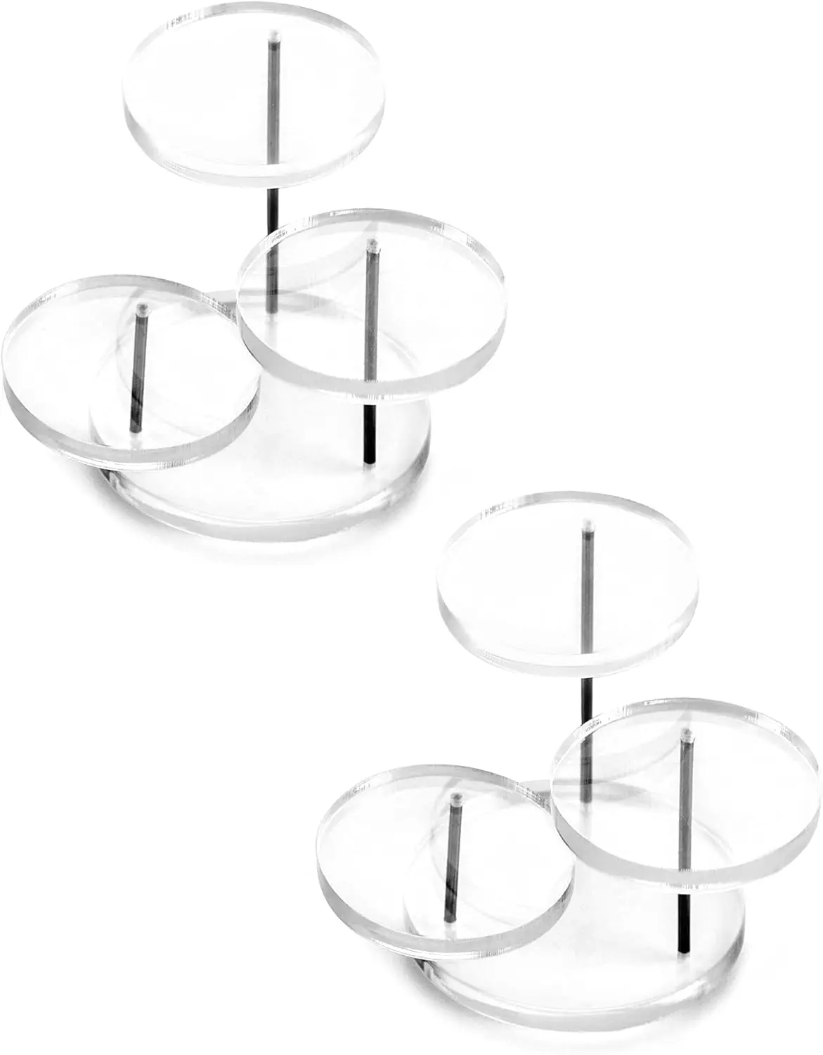 

Round Acrylic Products Display Riser Stands, 3 Tier Jewelry Display Stands for Rings Earrings,Mini Figurines, Clear, 2 Pack