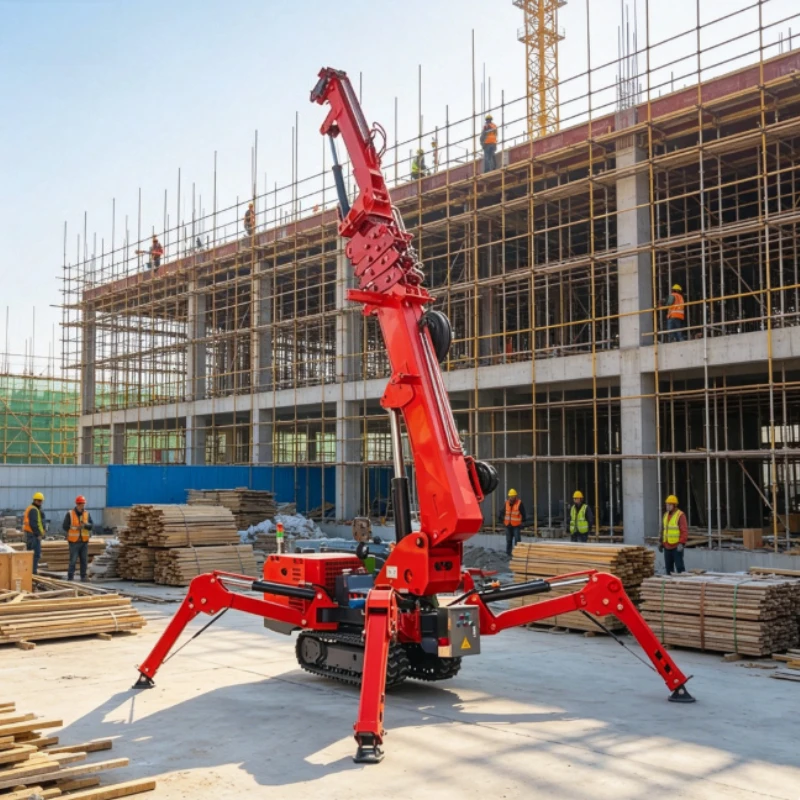 Spider Crane 2.0ton 10ton 14.4m Boom Length Tire Mounted Mobile Industrial Electric Powered Short Turning Radius CE Certified
