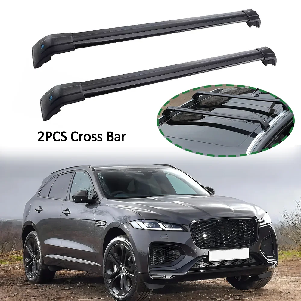 2PCS Cross Bar Fits For Jaguar F-PACE 2016-2025 Roof Rail Rack Lockable Cargo Carrier Crossbars Kayak Bar Baggage