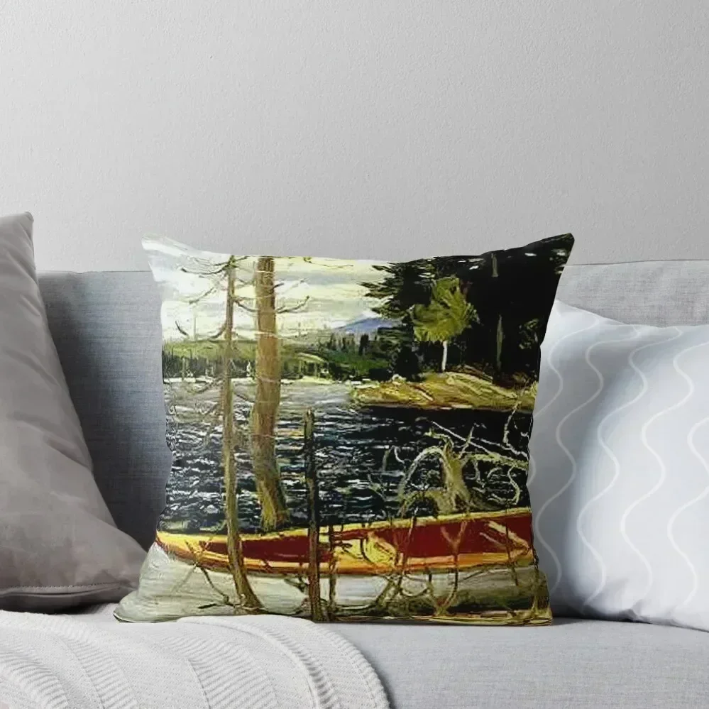 

THE CANOE : Vintage 1917 Tom Thomson Algonquin Park Art Print Throw Pillow Pillow Cases Decorative Pillows Aesthetic pillow