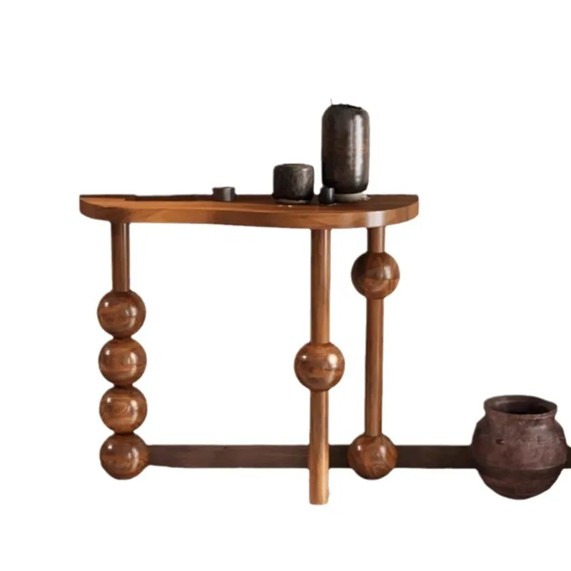 

French retro, solid wood medieval entrance table, aisle corridor entrance, desk tribute table modern, light luxury and simple