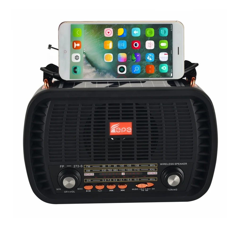 FEPE FP-272-S Rechargeable Radio Sans Fil dent Haut-Parleur Avec USB SD TF régule 3 Lecteur Avec Solaire Avec Lumière