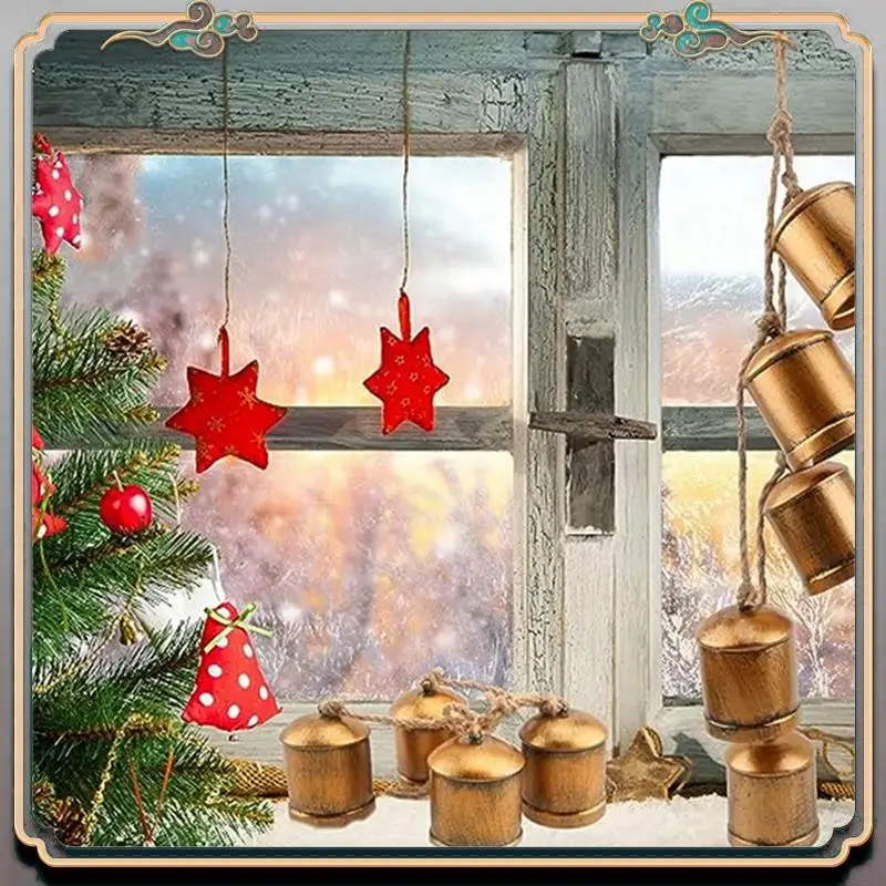 

Durable Christmas Cast Iron Bell Hanging Cow Bell Christmas Indoor And Outdoor Decoration