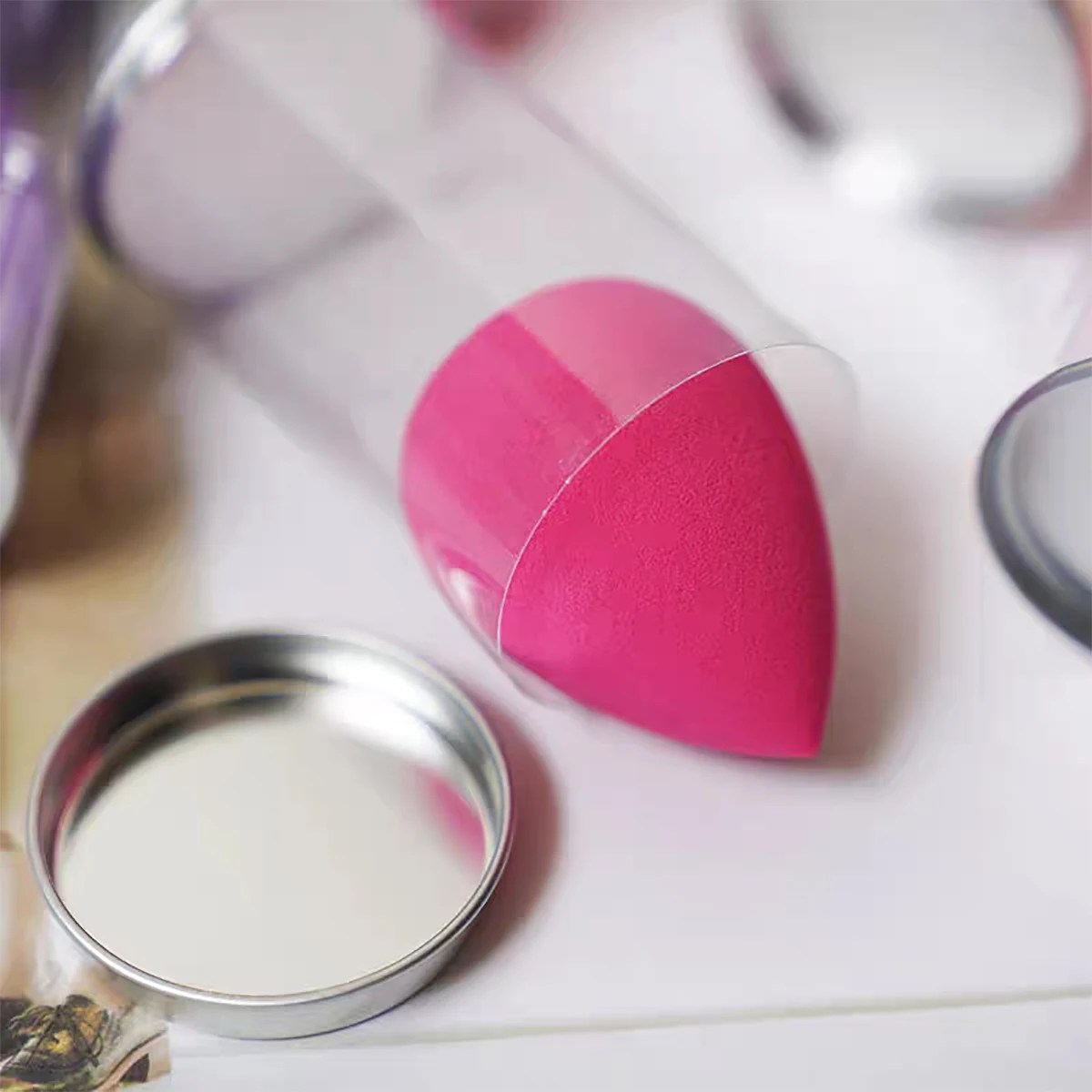 ฟองน้ำแต่งหน้า 3/8 ชิ้น ฟองน้ำเกลี่ยรองพื้น พัฟแต่งหน้า ฟองน้ำรองพื้นแบบแป้ง พัฟแป้งสำหรับผู้หญิง อุปกรณ์แต่งหน้า เครื่องมือแต่งหน้า