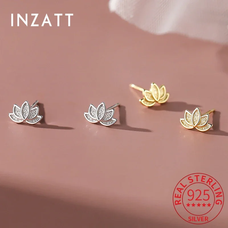 INZATT prawdziwe 925 srebro kwiat Mini kolczyki sztyfty dla kobiet śliczne rośliny Fine Jewelry 2024 modne akcesoria