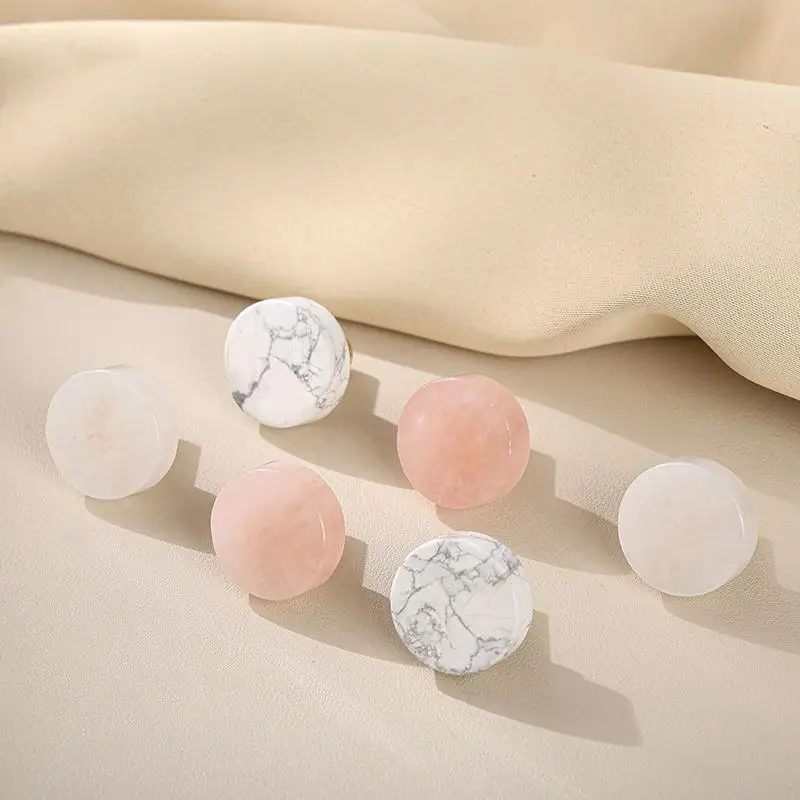 Natural Stone Brass Knob Circular Furniture Wine Cabinet Drawer Door Handle Nordic Style White Single Hole Small Handle