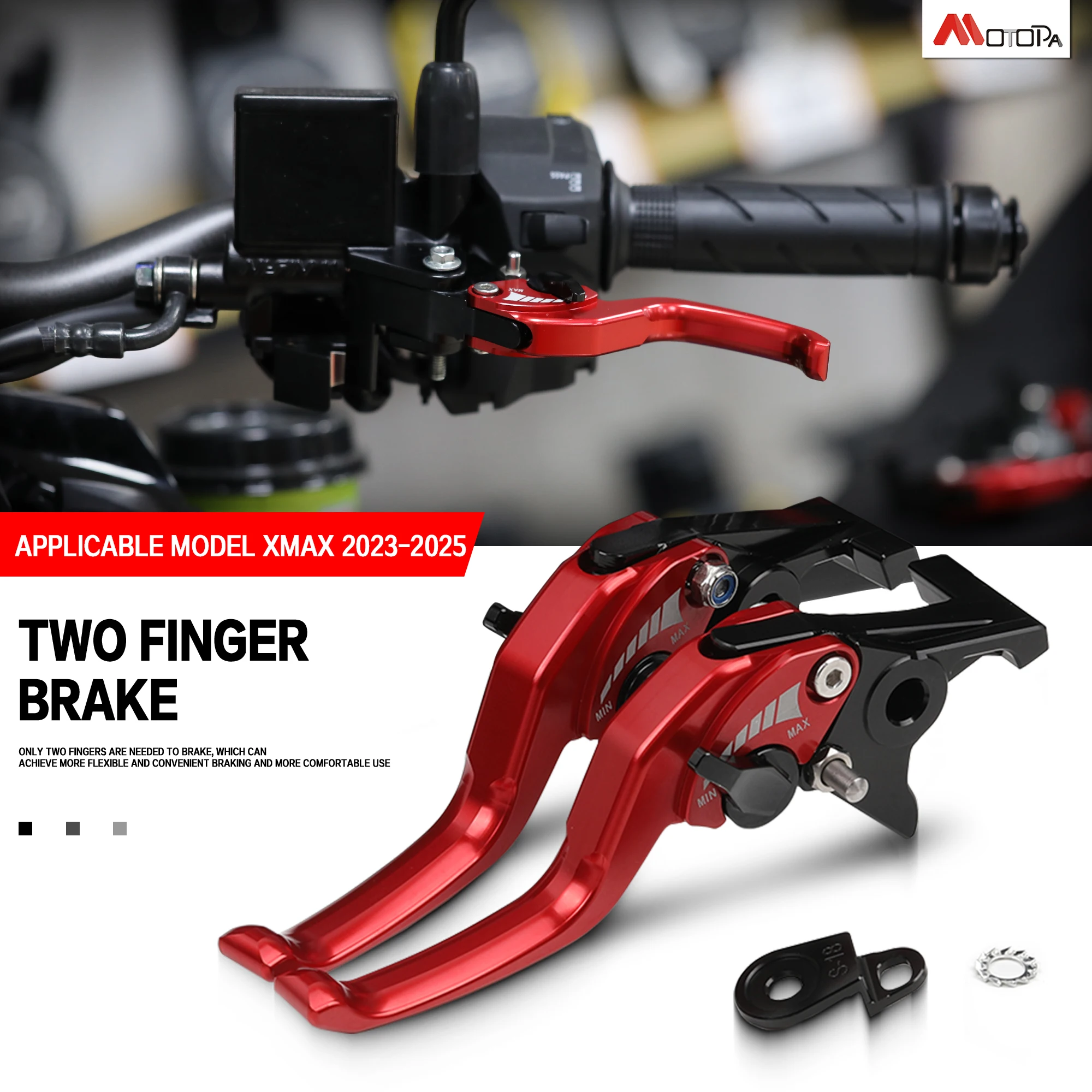 

Parking Brake Lever Set Handle Levers with Parking Lock Stopper Accessories For Yamaha XMAX 300 400 250 125 2023-2025