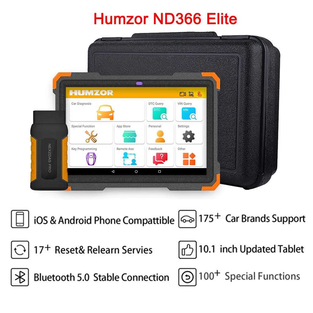 

Humzor ND366 Elite OBD2 Scanner Tablet For ABS Airbag Oil EPB DPF Reset Automotive Car Diagnostic Tool Code Reader Full System