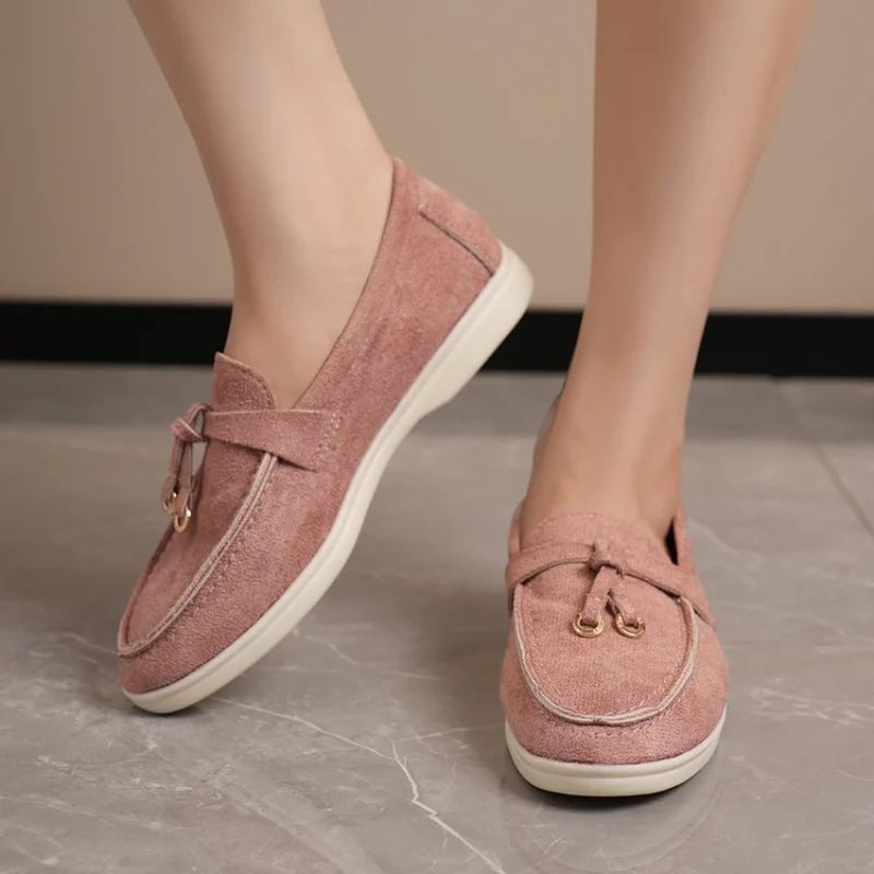 New Women Loafers Slip on Ladies Flats Brand Spring Autumn Casual Flat Shoes Leather Cashmere Single Shoes Plus Size 43