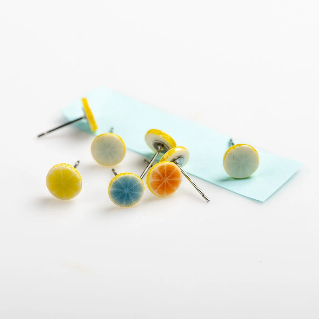 Multicolor Cute Little Lemon Fruits Ceramic Earrings Fashion Gift Ear Studs Jewelry Wholesale For Women Girl #LY135