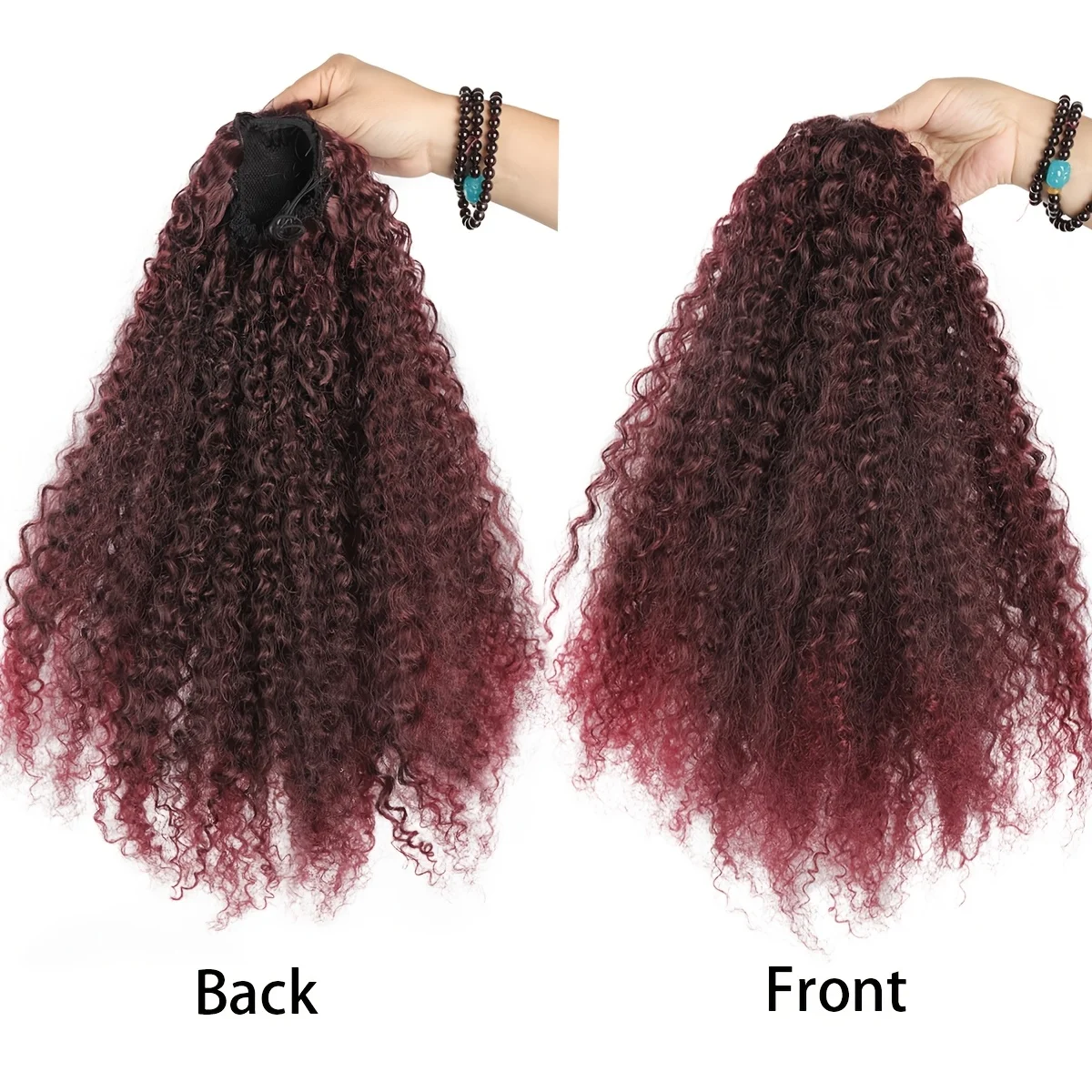 Ponytail Extension for Women Curly Drawstring Ponytail Afro Kinky Curly Clip in Ponytail Synthetic Soft Fluffy Ponytail for view 3