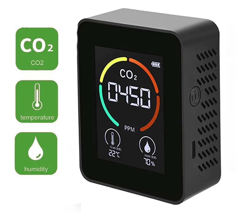 CO2 Detector Multifunctional Thermohygrometer Air Quality Monitor CO2 Monitor Sensor Gas Detector Analyzer Instrument CO2 Meter