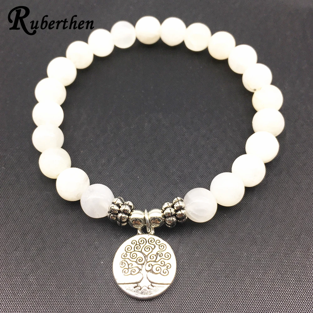 SN1334 High Quality Women`s Bracelet Natural Moonstone Tree of Life Charm Bracelet Meditative Yogi Balance Bracelet