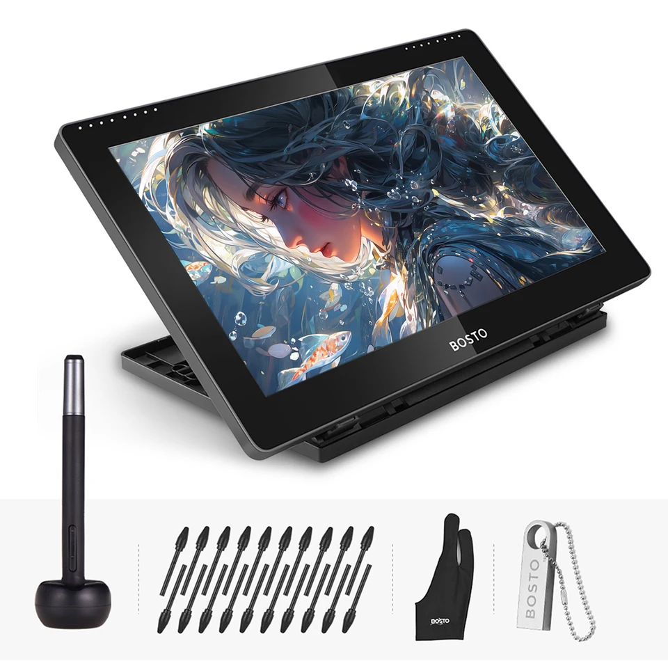 BOSTO 16HD 15.6 Inch IPS Graphics Drawing Tablet Display Monitor