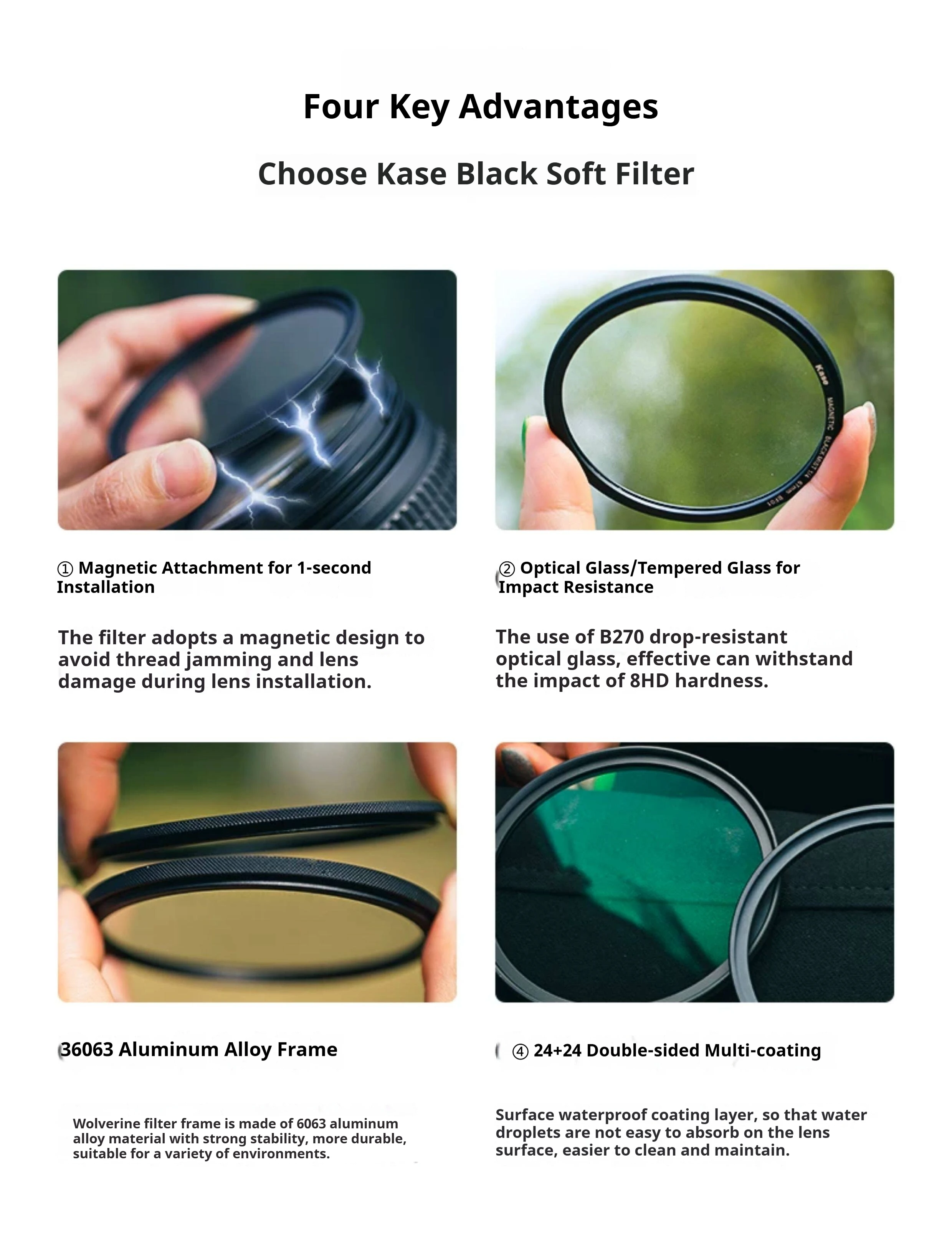 Kase Wolverine Magnetischer Schwarzer Soft-Focus-Filter 1/4' (Inklusive internem Adapterring) Schwarzer Soft-Focus-Filter, Traumhafter Filter – Detail 2