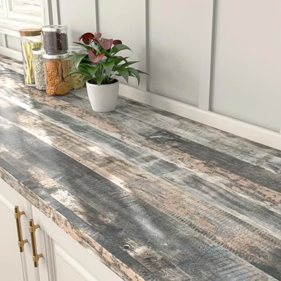 

Grey Wood Countertop Contact Paper Wood Grain Contact Paper for Cabinets Peel and Stick Countertops Waterproof Rustic Wood Wall