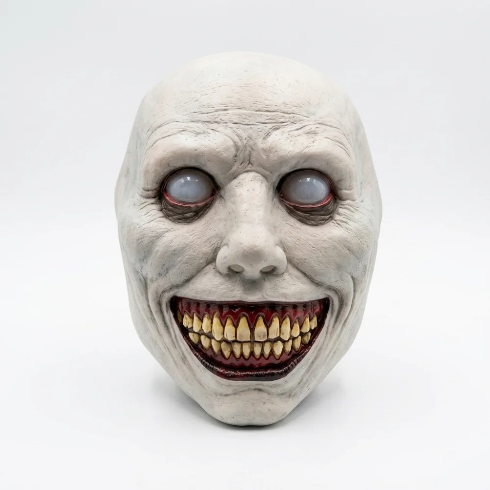 Máscara de Demonio Sonriente de Terror, Accesorios de Disfraz para Halloween, Mascarada, Fiesta, Terrorífica
