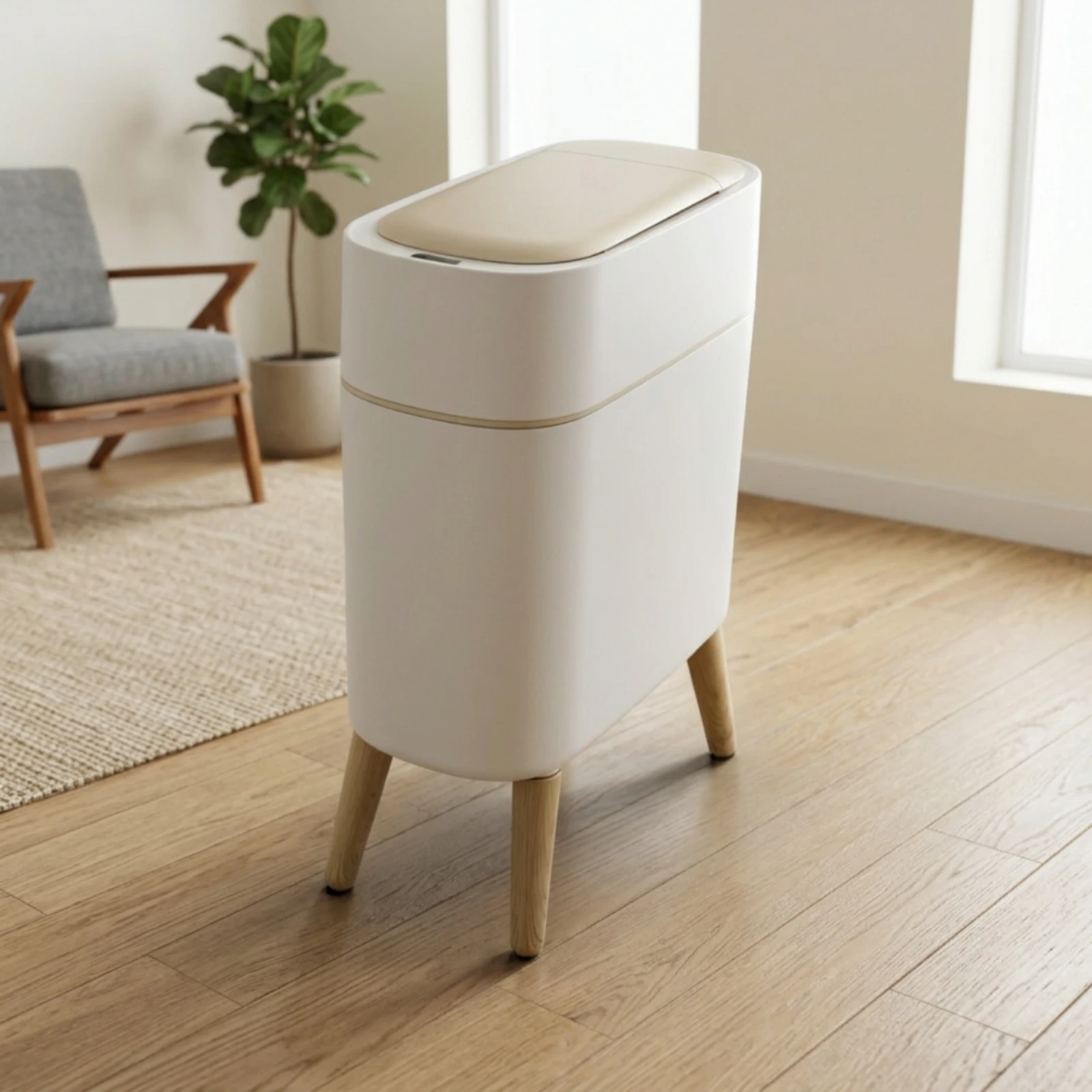 Smart Sensor Trash Can Narrow Automatic Trash Can with Legs Slim Sensor Bin Elevated Wastebasket Soft Close for Living Room