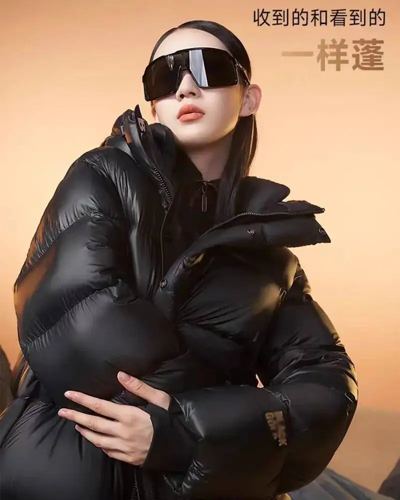 UMI MAO ライト高級ホワイトグースダウンジャケット自己発熱ブラックゴールド女性のロングスタイルカップルハイエンド肥厚ファッションコート