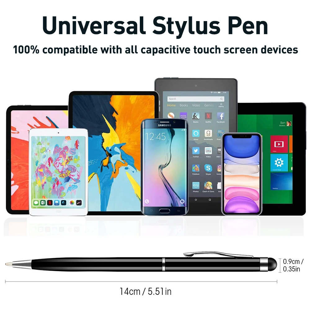 2 in 1 Universal Stylus Pen With Ballpoint Pen Drawing Tablet Capacitive Screen Touch Pen for Apple Android iPad iPhone Samsung