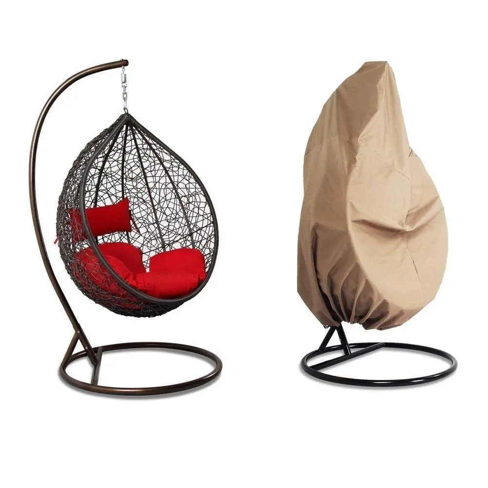 

Hanging Hammock Porch Rattan Wicker Swing Chair with Free Cover Outdoor Egg Chair with Cushion REd