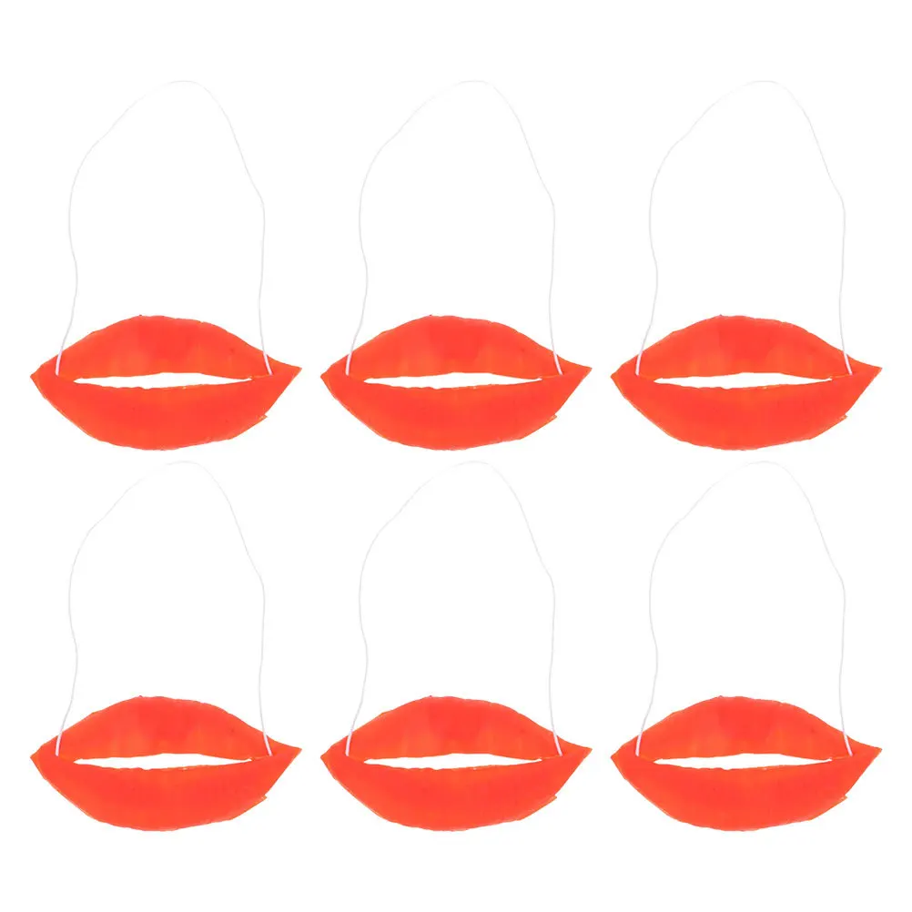 Adereços de cosplay de lábios vermelhos grossos, 6 peças, boca grande exagerada para festa, festival, decorações humorísticas, lábios vermelhos de plástico