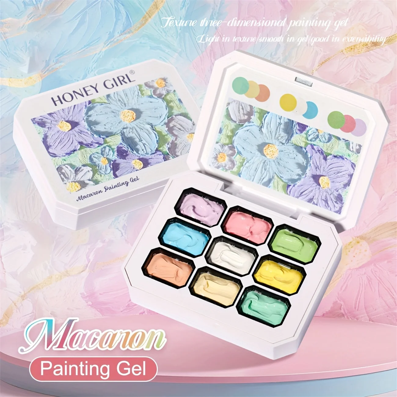 1pc 9-Grid Solid Macaron Oil Painting Patting Gel Nail Art Gel Oil Painting UV&LED Nail Polish Gel Vibrant Colors INS Popular