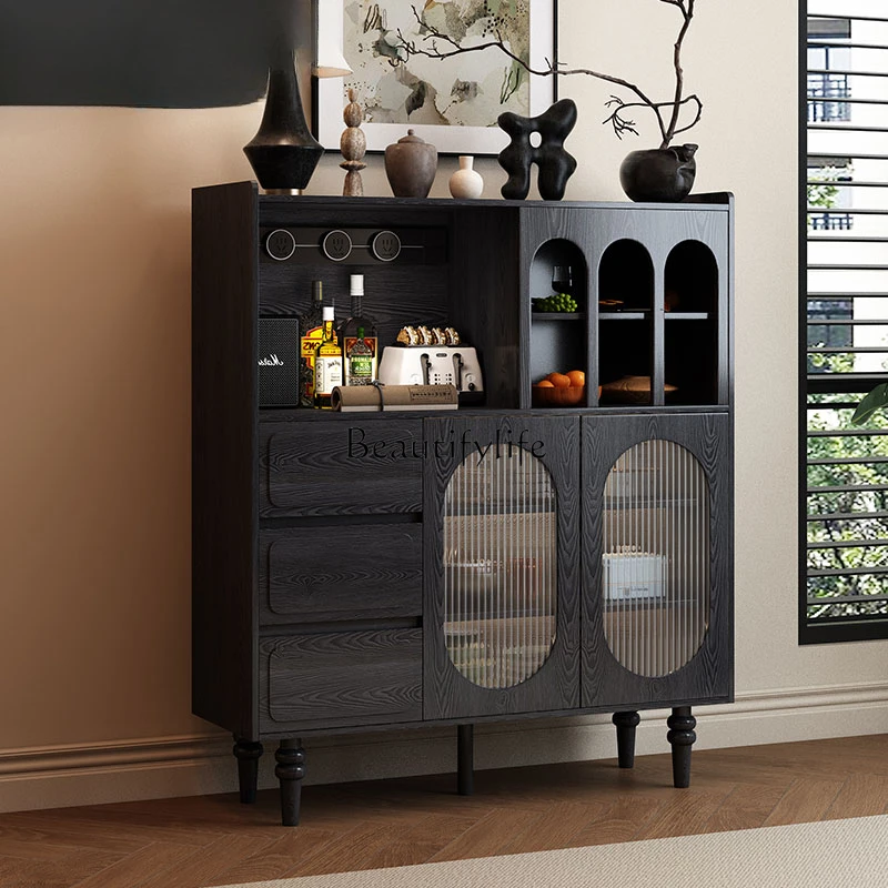 

French Solid Wood Black Modern Wall Locker American Living Room Locker