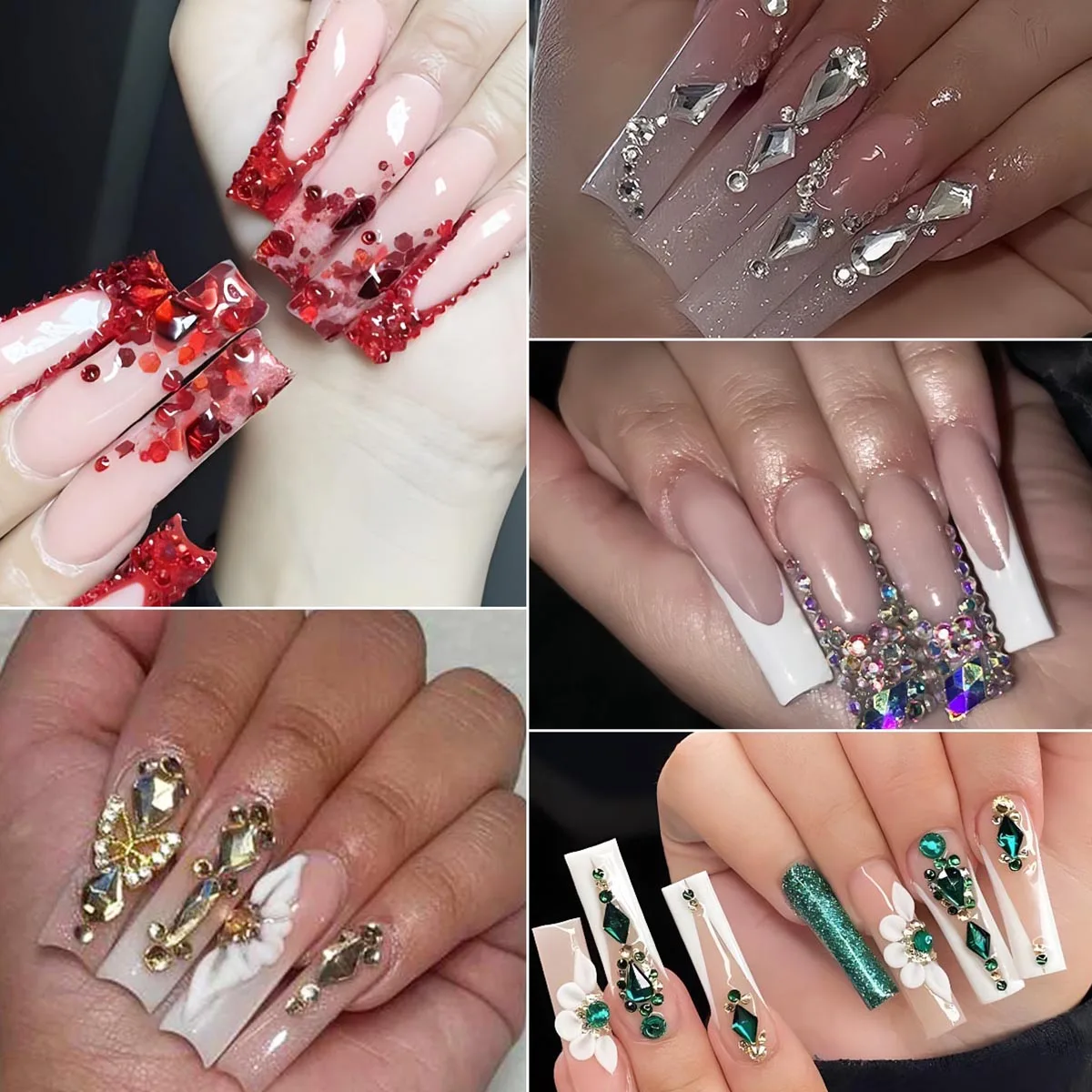 2 صندوق 12 شبكة أحجار الراين الزجاجية المسطحة 12 أشكال مختلفة مجوهرات مختلطة متعدد الألوان متعدد الألوان صنبور دائري مختلط ومتعدد #5