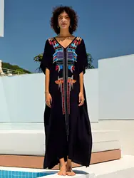 Damski luźny, lekki kardigan kimono Kaftan Casual Beach Cover Up Długie kaftany Strój kąpielowy Maxi Dress