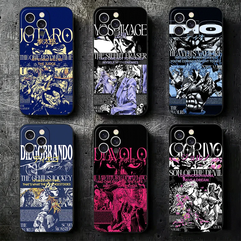 Funda Protectora para Teléfono JoJo Adventure, Suave y Moderna, para iPhone 11, 13, 14, 15, 16 Pro Max, 17 Air, 16E, 12 Mini, 7, Negra