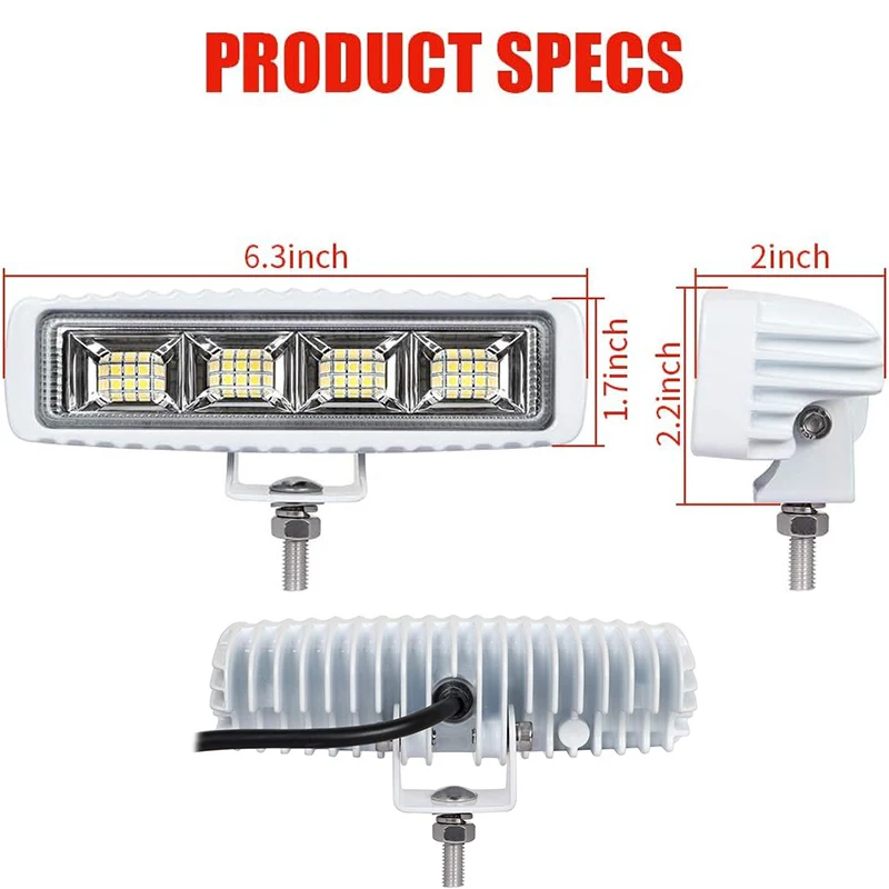 ANMINGPU-Luz de trabalho de carro, barra de LED, feixe combinado, 72W, 4x4, 24, Offroad, SUV, ATV, trator, barco, caminhões, escavadeira, 12V, 24V