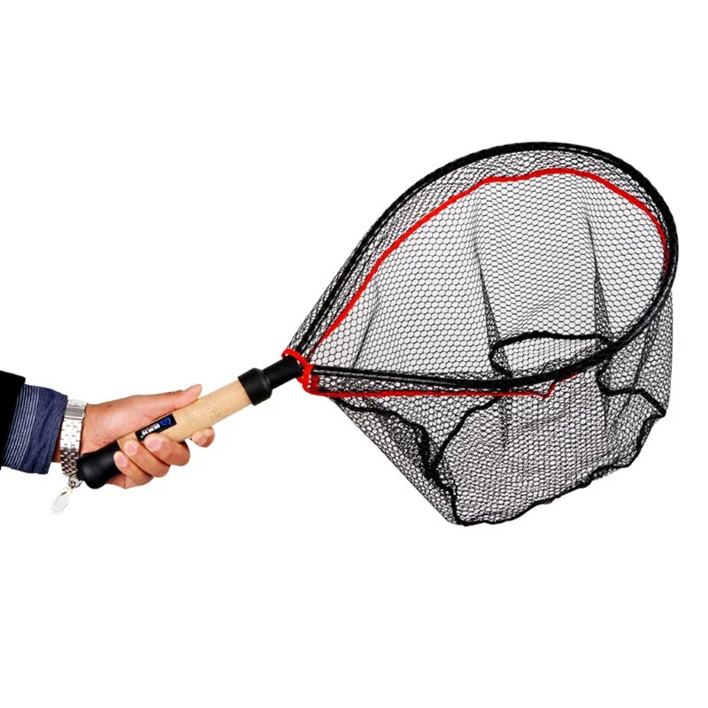 Yinglaite Fishing Landing Net Aluminum Alloy Frame Wood Handle Rubber Coated Non Stick Water For Fly Lure Boat Outdoor Angling - view 3