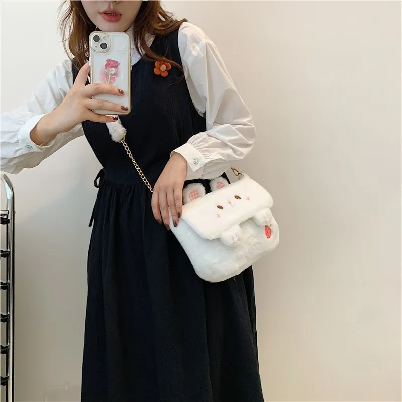 الشتاء لطيف حقيبة قطيفة على ظهره اليابانية Ins Jk موحدة حقيبة حقيبة ساعي لوليتا حقيبة كروسبودي ماكياج طفل فتاة أنيمي هدية الضفدع
