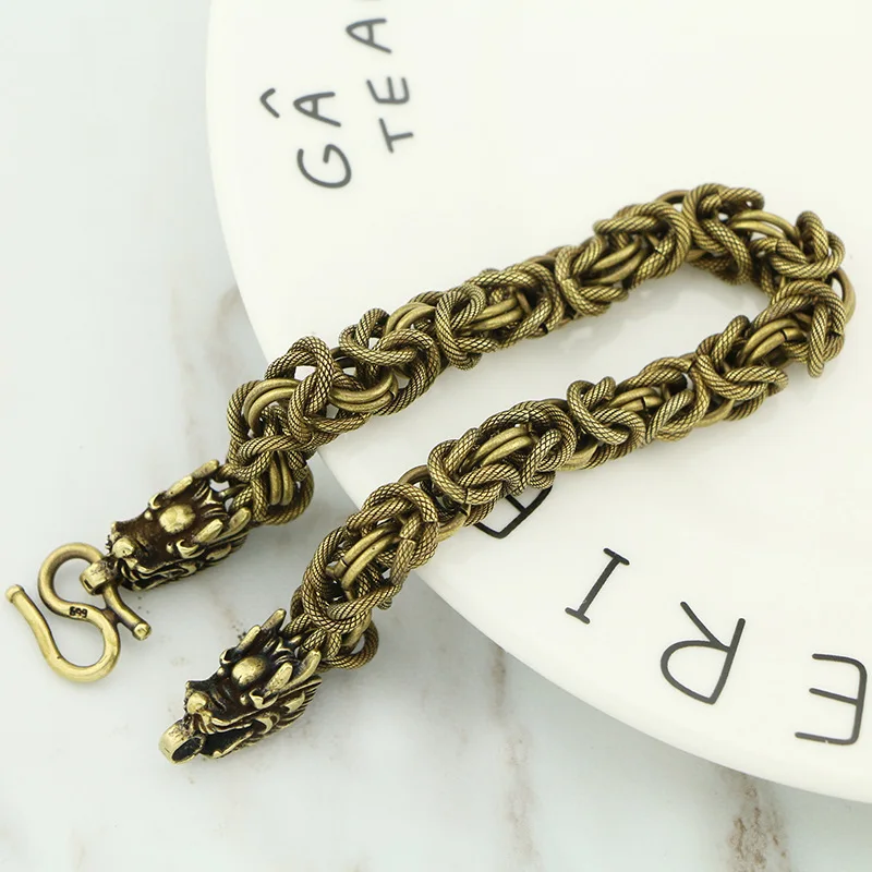 New Vintage Brass Dragon Head Bracelets Punk Style Party Decoration Ornament Sculpture Craft Home Office Ornament Funny Toy Gift