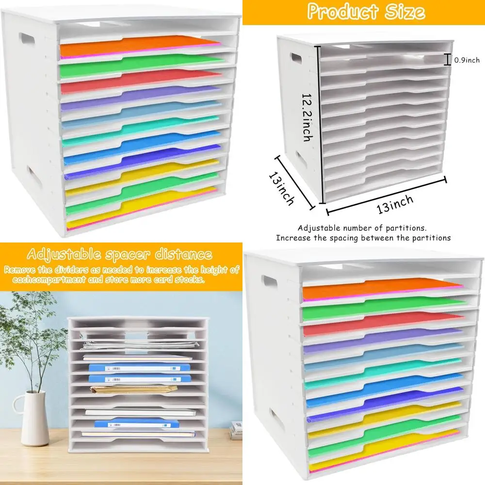 

Органайзер для скрапбукинга формата А4, стеллаж для хранения белой бумаги, 13 x 13 x 12,2, идеально подходит для домашнего и офисного использования