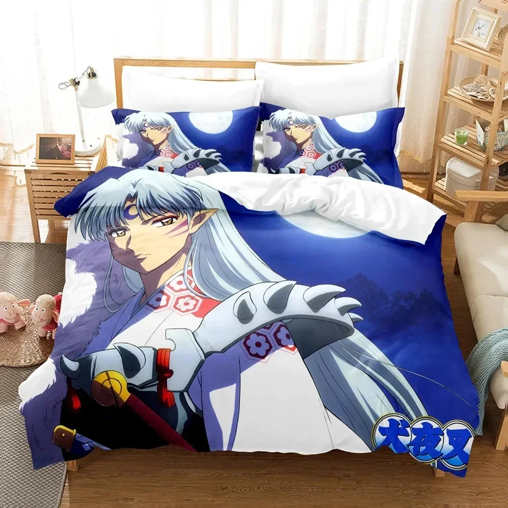 

3D Lnuyasha Bedding Set Printed Bed Set With Pillowcase Duvet Cover Soft Queen King Size Bedclothes Home Bedclothes Bed Linen