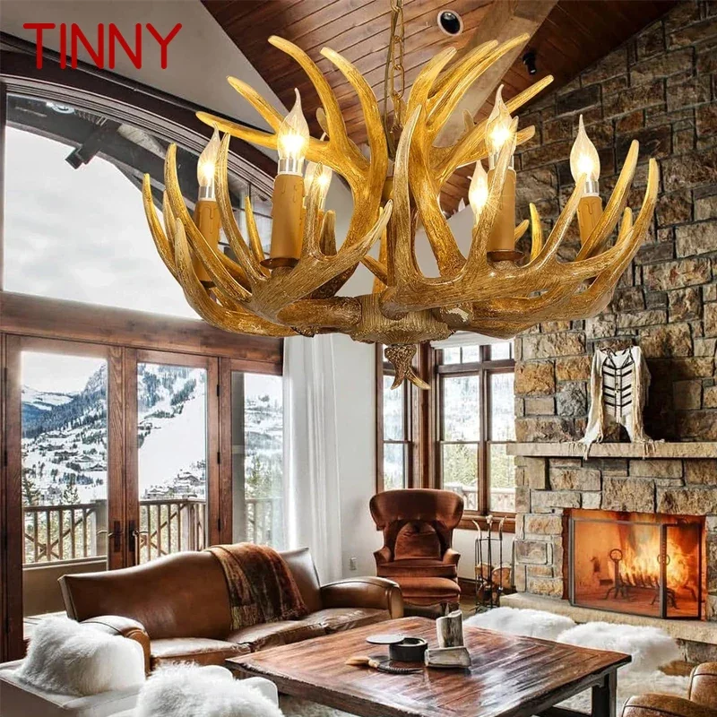 

TINNY Nordic Antler Pendent Lamp American Retro Living Room Dining Room Villa Coffee Shop Clothing Store Decoration Chandelier