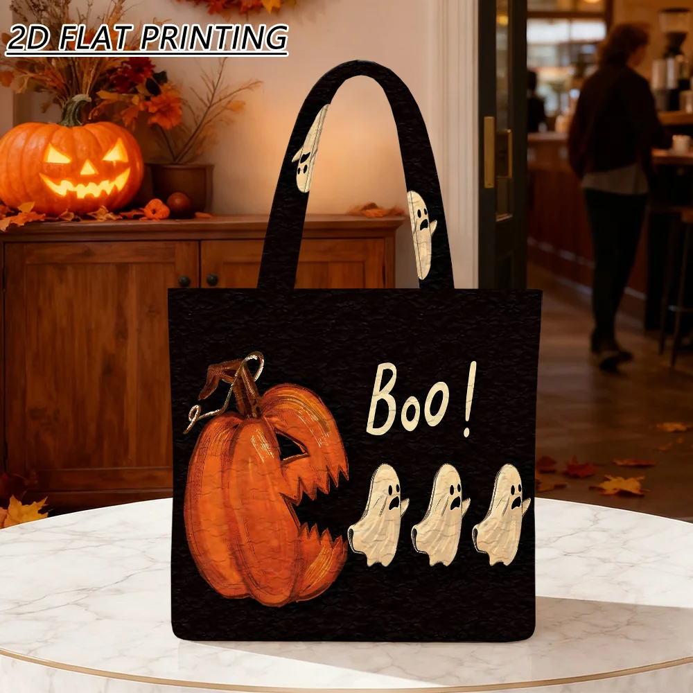 1pc Pumpkin and ghosts Quilted Women'S Shoulder Bag, Soft Oversized Strap, Large-Volume For Office Party, Daily