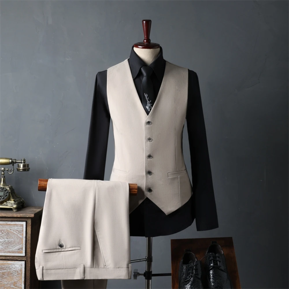 New Arrival Delicate Double Breasted Tuxedo Classic Three Pieces Men's Suit Set Decent Celebrity Formal Banquet Groom Wear